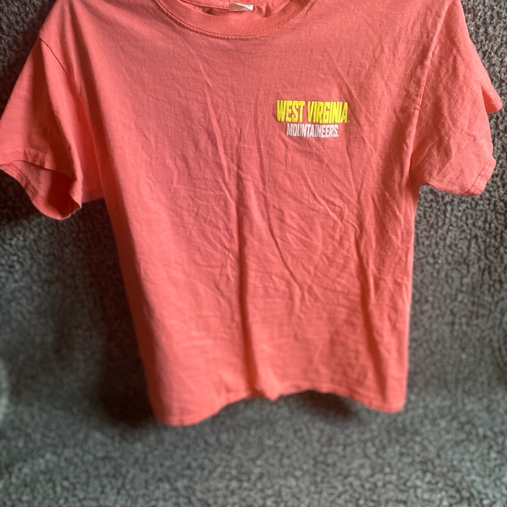 Hanes Coral Short-Sleeve Tee with Yellow West Virginia Logo